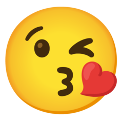 How emoji face blowing a kiss displayed on Google