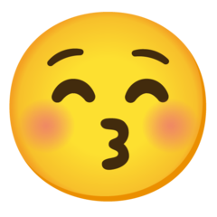 How emoji kissing face with closed eyes displayed on Google