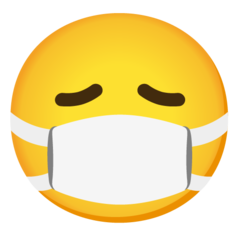 How emoji face with medical mask displayed on Google