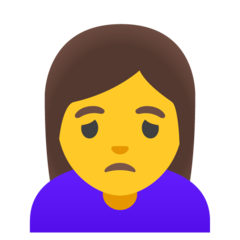 How emoji woman frowning displayed on Google