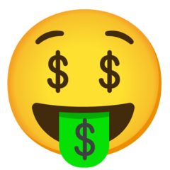 How emoji money-mouth face displayed on Google