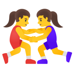 How emoji women wrestling displayed on Google