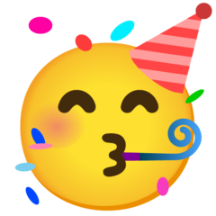 How emoji partying face displayed on Google