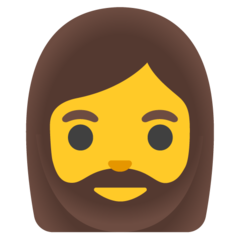 How emoji woman: beard displayed on Google