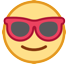 How emoji smiling face with sunglasses displayed on HTC