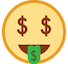 How emoji money-mouth face displayed on HTC