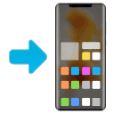 How emoji mobile phone with arrow displayed on Huawei