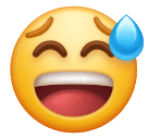 How emoji grinning face with sweat displayed on Huawei