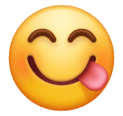 How emoji face savoring food displayed on Huawei