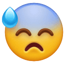 How emoji downcast face with sweat displayed on Huawei