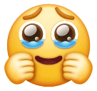 How emoji face holding back tears displayed on Huawei