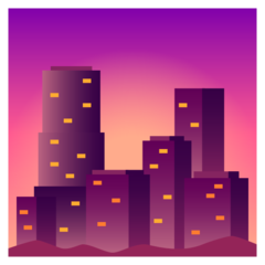 How emoji cityscape at dusk displayed on Joypixels