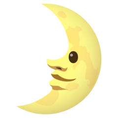 How emoji first quarter moon face displayed on Joypixels