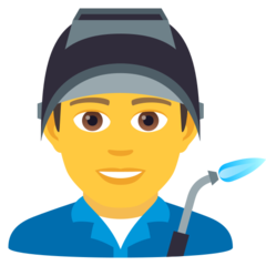 How emoji man factory worker displayed on Joypixels