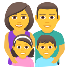 How emoji family: man, woman, girl, boy displayed on Joypixels