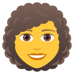 How emoji woman: curly hair displayed on Joypixels