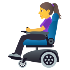 How emoji woman in motorized wheelchair displayed on Joypixels