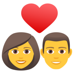 How emoji couple with heart: woman, man displayed on Joypixels