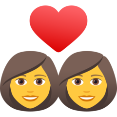 How emoji couple with heart: woman, woman displayed on Joypixels