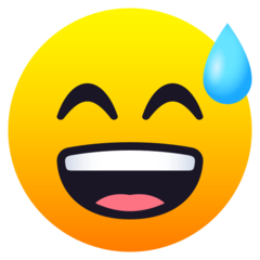 How emoji grinning face with sweat displayed on Joypixels