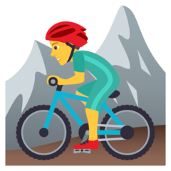 How emoji man mountain biking displayed on Joypixels