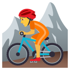 How emoji person mountain biking displayed on Joypixels