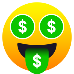 How emoji money-mouth face displayed on Joypixels