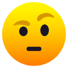 How emoji face with raised eyebrow displayed on Joypixels