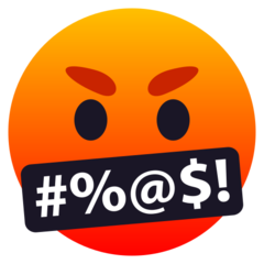 How emoji face with symbols on mouth displayed on Joypixels