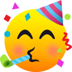 How emoji partying face displayed on Joypixels