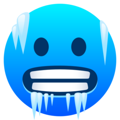 How emoji cold face displayed on Joypixels