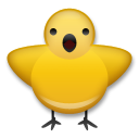 How emoji front-facing baby chick displayed on LG