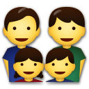 How emoji family: man, man, girl, boy displayed on LG