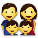 How emoji family: man, woman, boy, boy displayed on LG