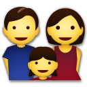 How emoji family: man, woman, girl displayed on LG