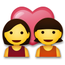 How emoji couple with heart: woman, woman displayed on LG