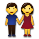 How emoji woman and man holding hands displayed on LG