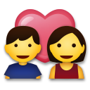 How emoji couple with heart displayed on LG