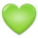 How emoji green heart displayed on LG