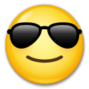 How emoji smiling face with sunglasses displayed on LG