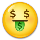 How emoji money-mouth face displayed on LG