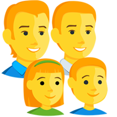 How emoji family: man, man, girl, boy displayed on Messenger