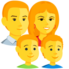 How emoji family: man, woman, boy, boy displayed on Messenger