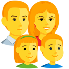 How emoji family: man, woman, girl, boy displayed on Messenger