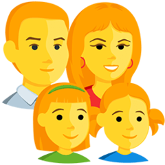 How emoji family: man, woman, girl, girl displayed on Messenger