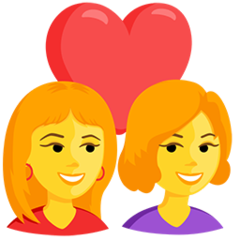 How emoji couple with heart: woman, woman displayed on Messenger