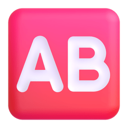 How emoji AB button (blood type) displayed on Microsoft 3D animated