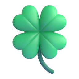 How emoji four leaf clover displayed on Microsoft 3D animated