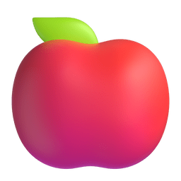 How emoji red apple displayed on Microsoft 3D animated