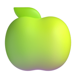 How emoji green apple displayed on Microsoft 3D animated